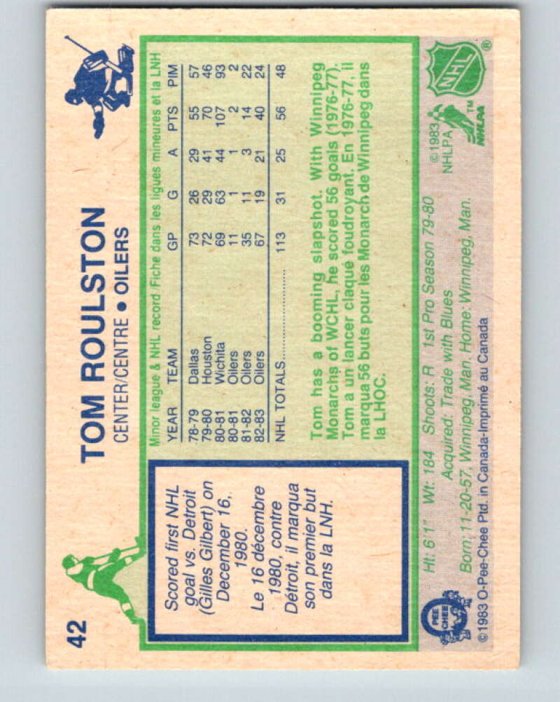 1983-84 O-Pee-Chee #42 Tom Roulston Edmonton Oilers V26822