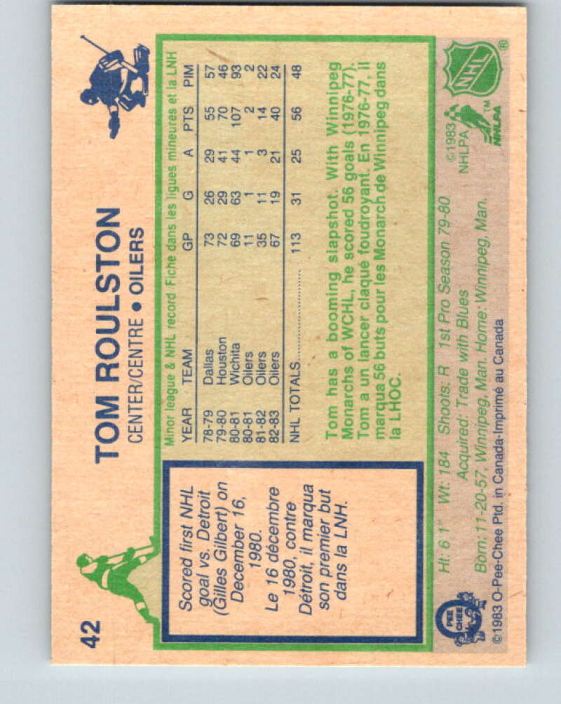 1983-84 O-Pee-Chee #42 Tom Roulston Edmonton Oilers V26823