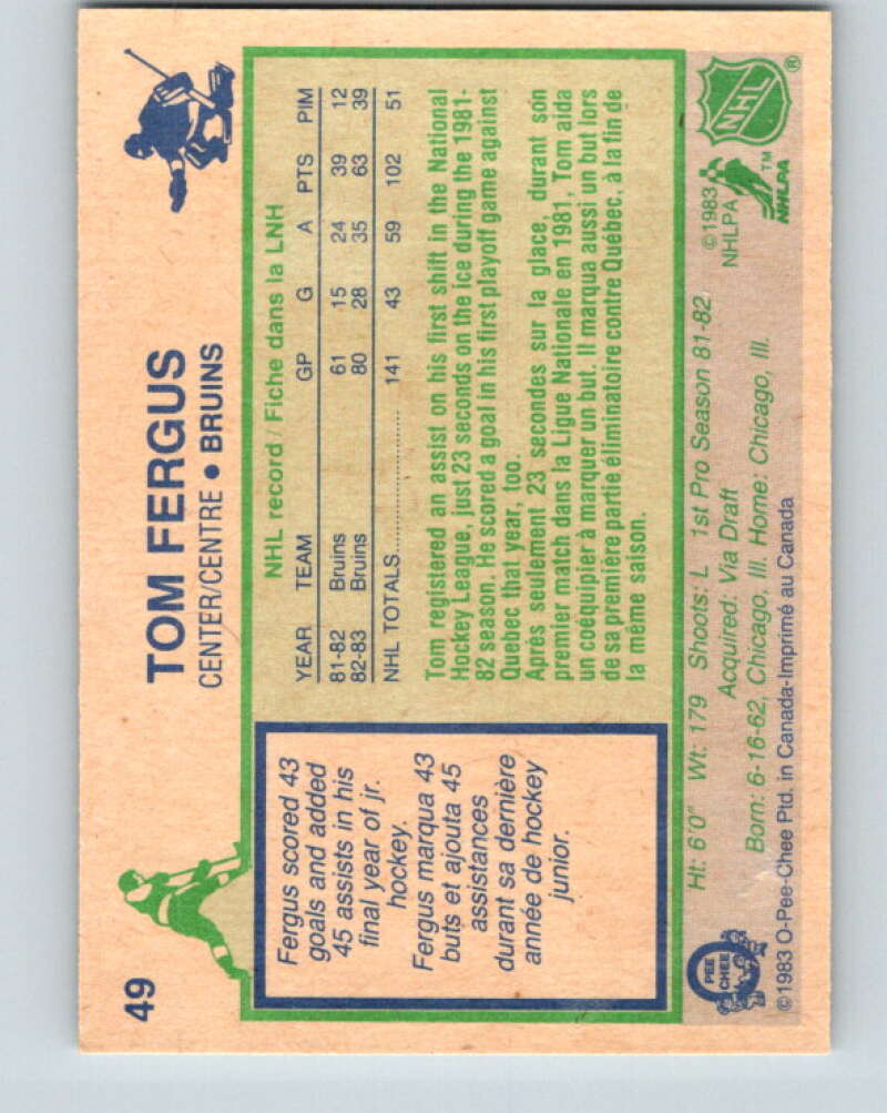 1983-84 O-Pee-Chee #49 Tom Fergus Boston Bruins V26844