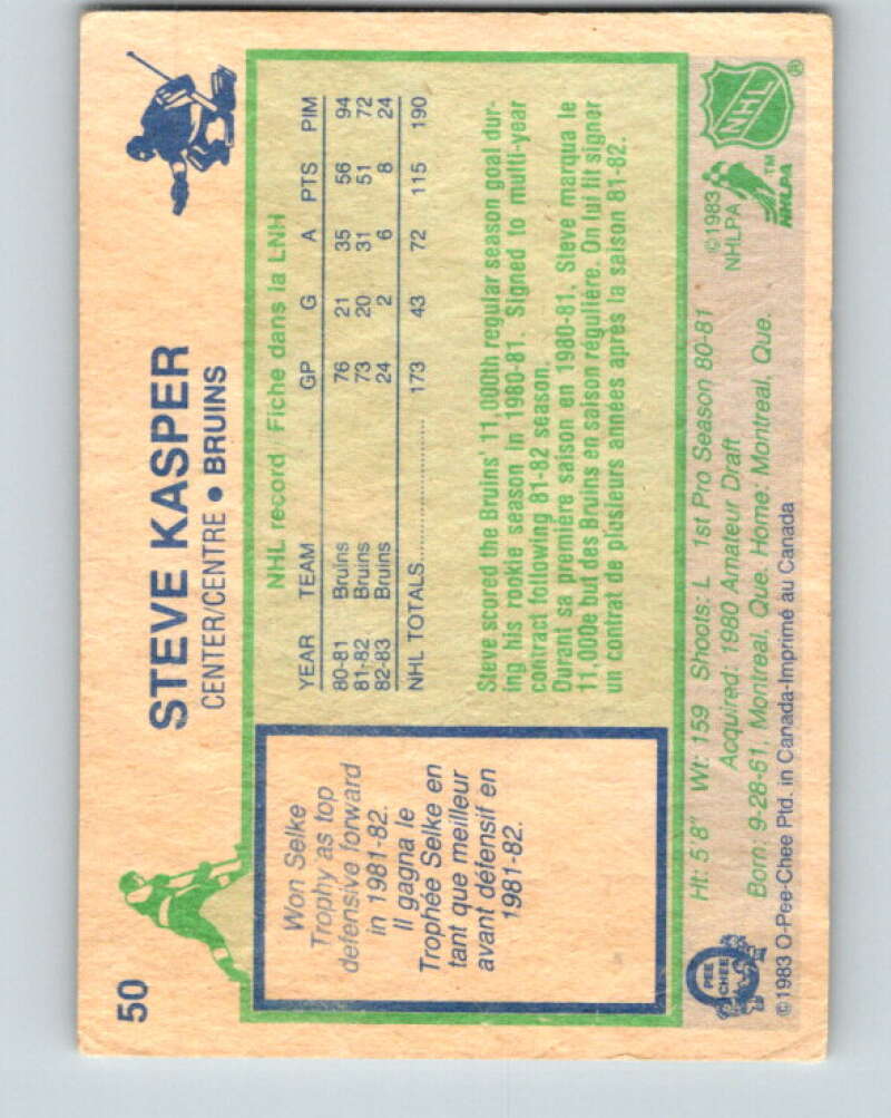 1983-84 O-Pee-Chee #50 Steve Kasper Boston Bruins V26845