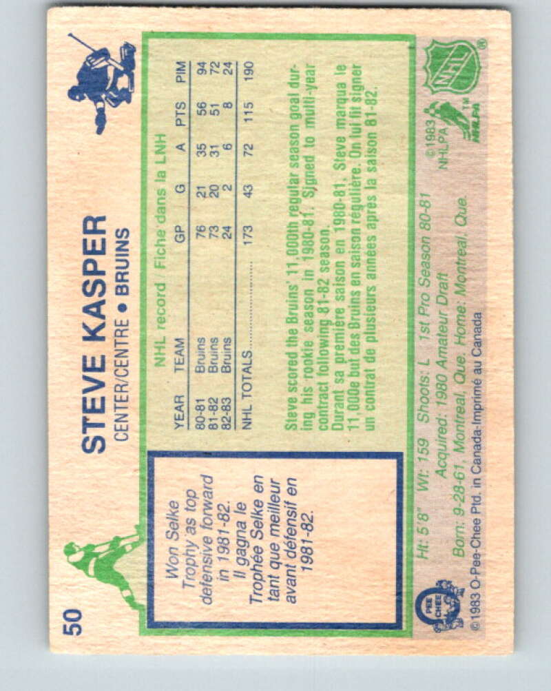 1983-84 O-Pee-Chee #50 Steve Kasper Boston Bruins V26847