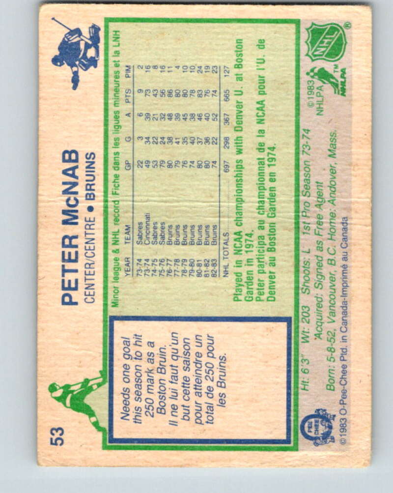 1983-84 O-Pee-Chee #53 Peter McNab Boston Bruins V26856