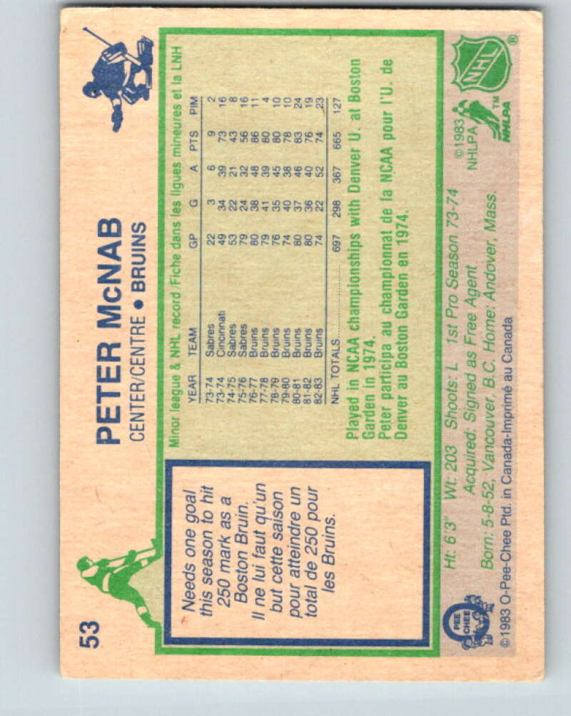 1983-84 O-Pee-Chee #53 Peter McNab Boston Bruins V26857