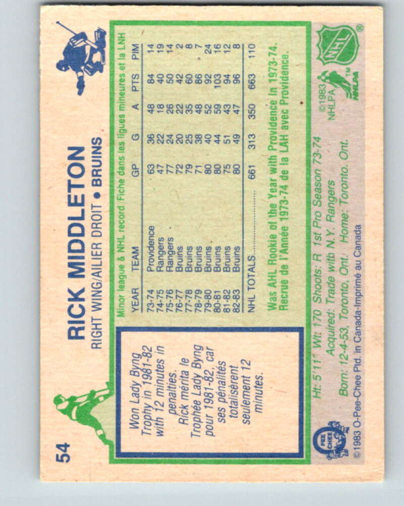 1983-84 O-Pee-Chee #54 Rick Middleton Boston Bruins V26858