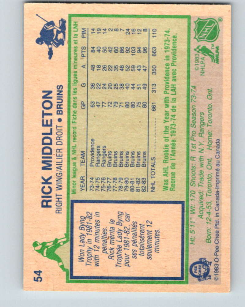 1983-84 O-Pee-Chee #54 Rick Middleton Boston Bruins V26859