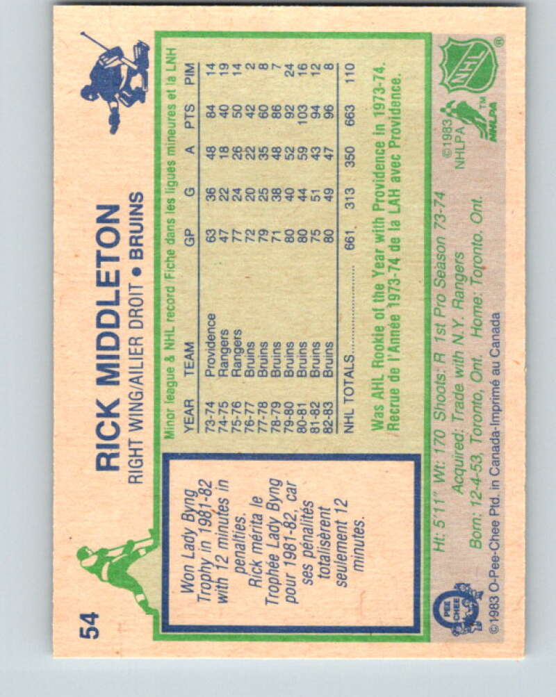 1983-84 O-Pee-Chee #54 Rick Middleton Boston Bruins V26860