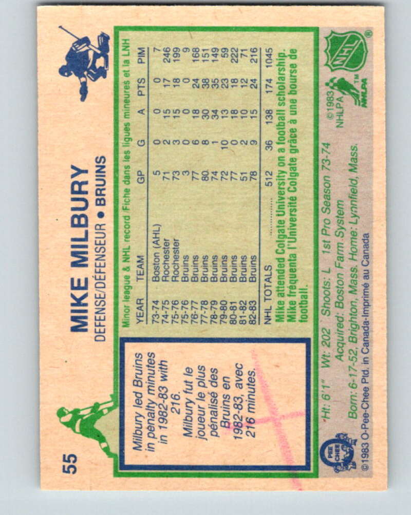 1983-84 O-Pee-Chee #55 Mike Milbury Boston Bruins V26862
