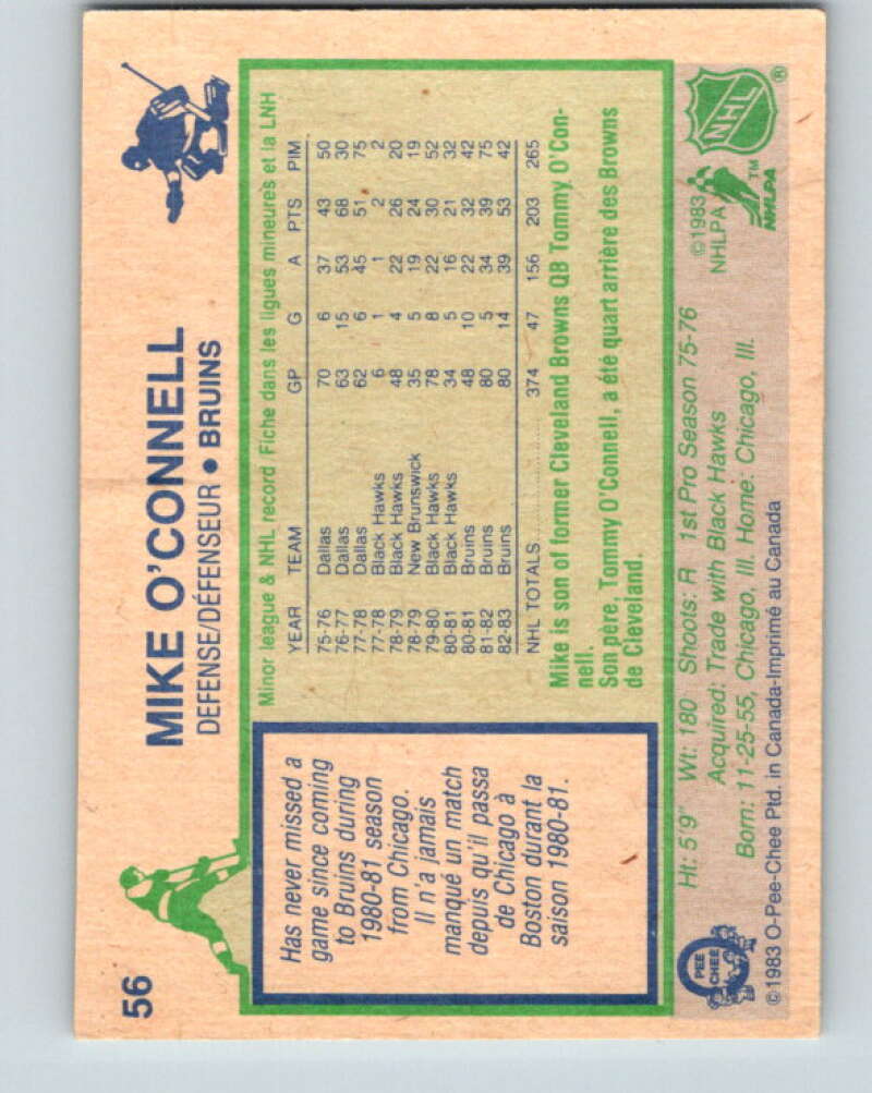 1983-84 O-Pee-Chee #56 Mike O'Connell Boston Bruins V26865