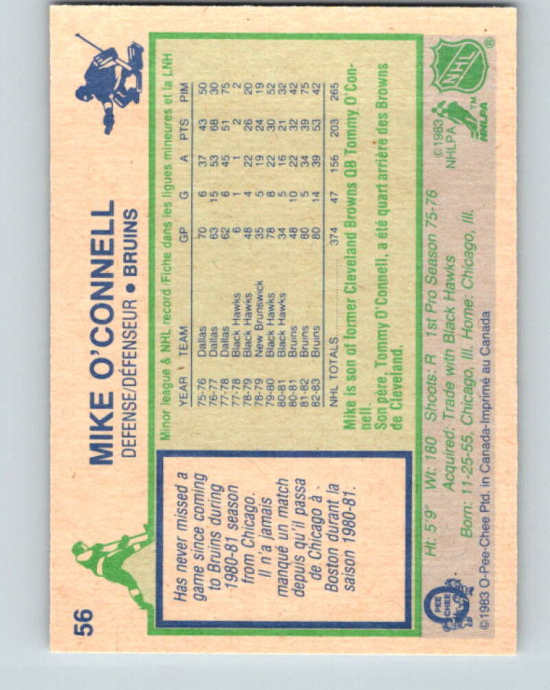 1983-84 O-Pee-Chee #56 Mike O'Connell Boston Bruins V26867