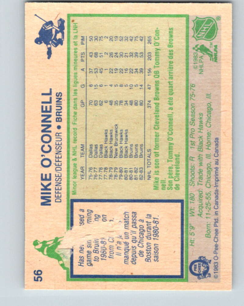 1983-84 O-Pee-Chee #56 Mike O'Connell Boston Bruins V26868