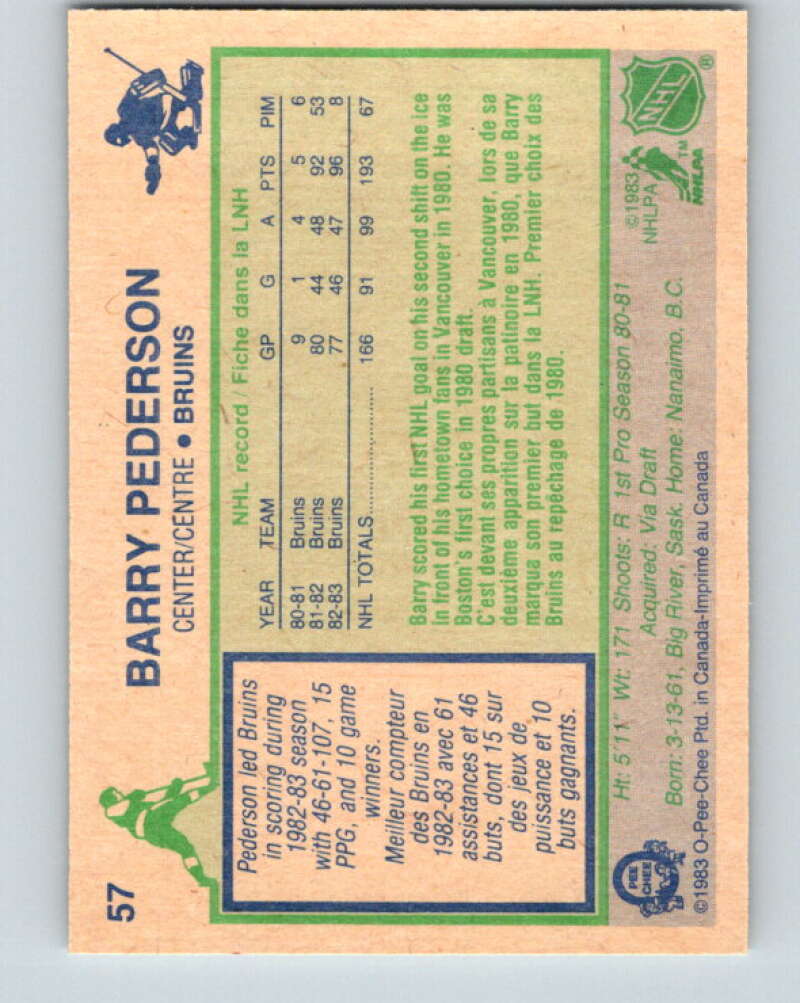 1983-84 O-Pee-Chee #57 Barry Pederson Boston Bruins V26875