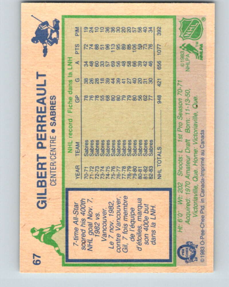 1983-84 O-Pee-Chee #67 Gilbert Perreault Buffalo Sabres V26911