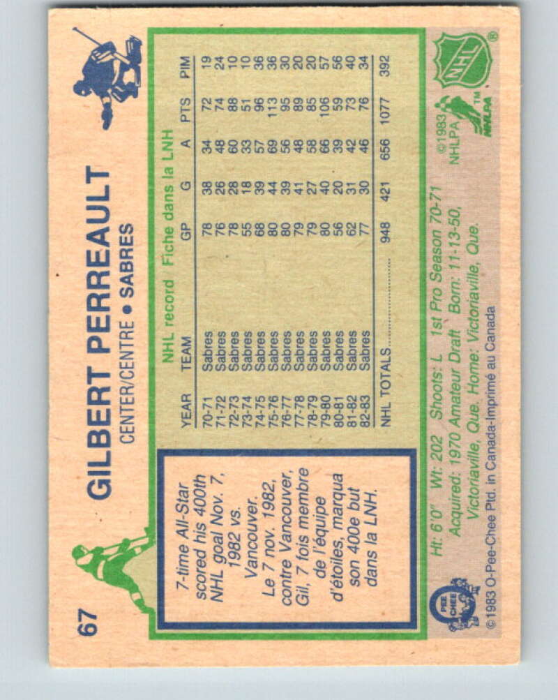 1983-84 O-Pee-Chee #67 Gilbert Perreault Buffalo Sabres V26913