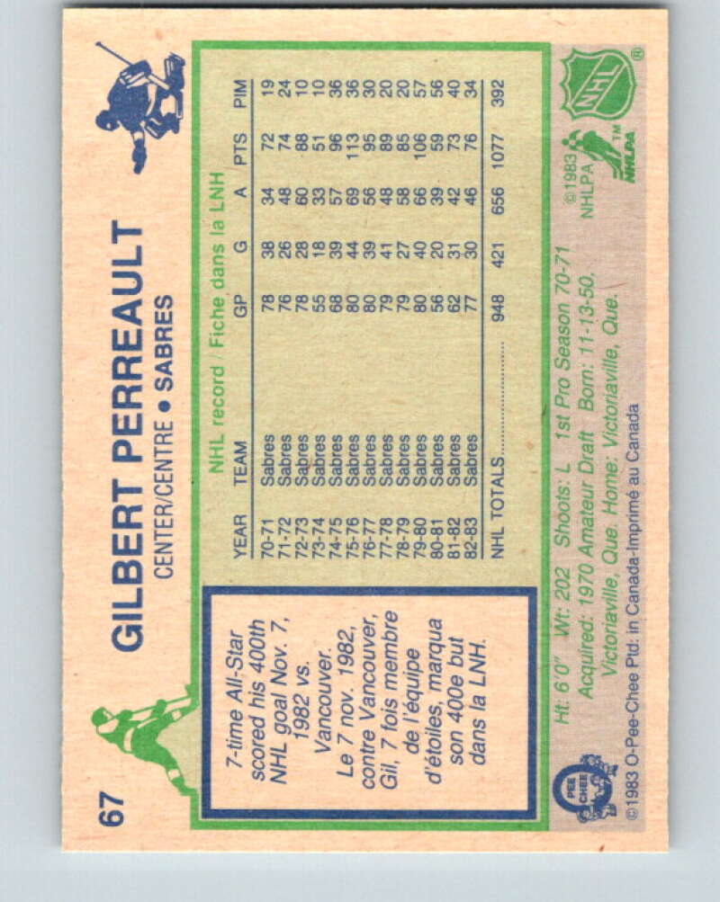 1983-84 O-Pee-Chee #67 Gilbert Perreault Buffalo Sabres V26914