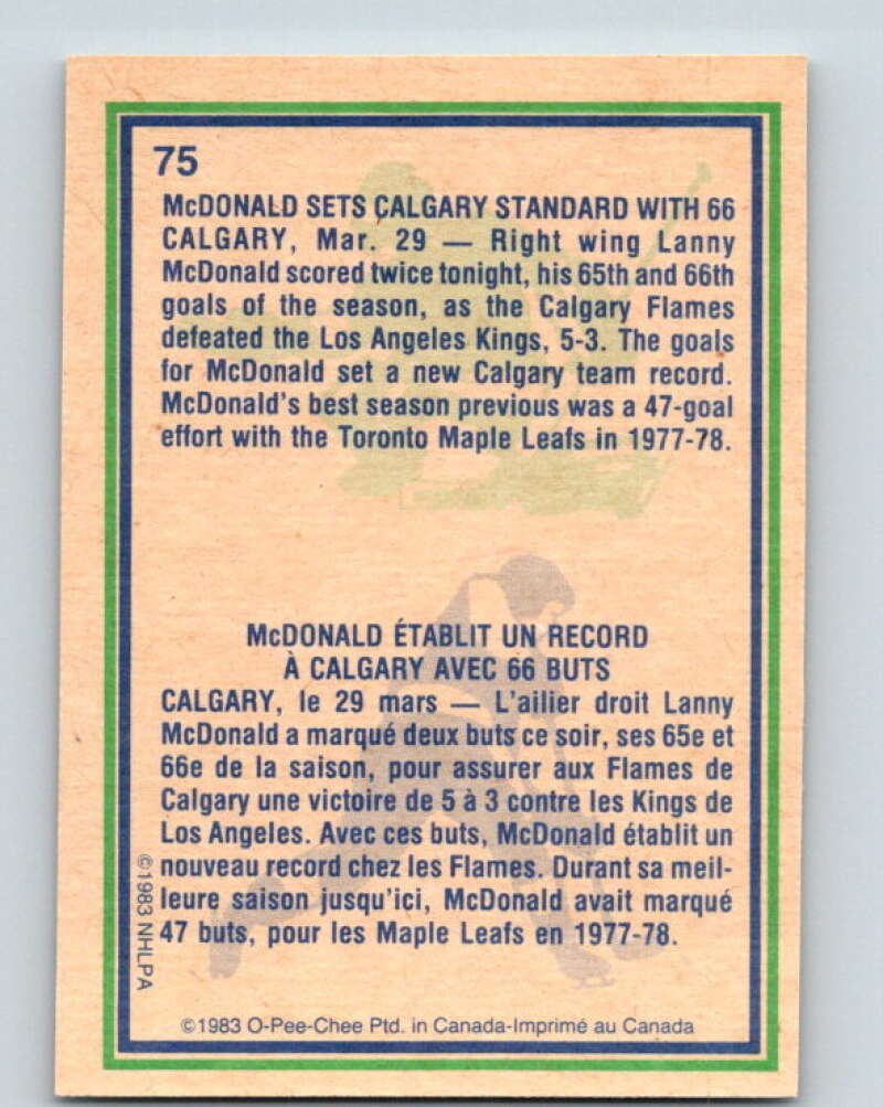 1983-84 O-Pee-Chee #75 Lanny McDonald HL Calgary Flames V26949