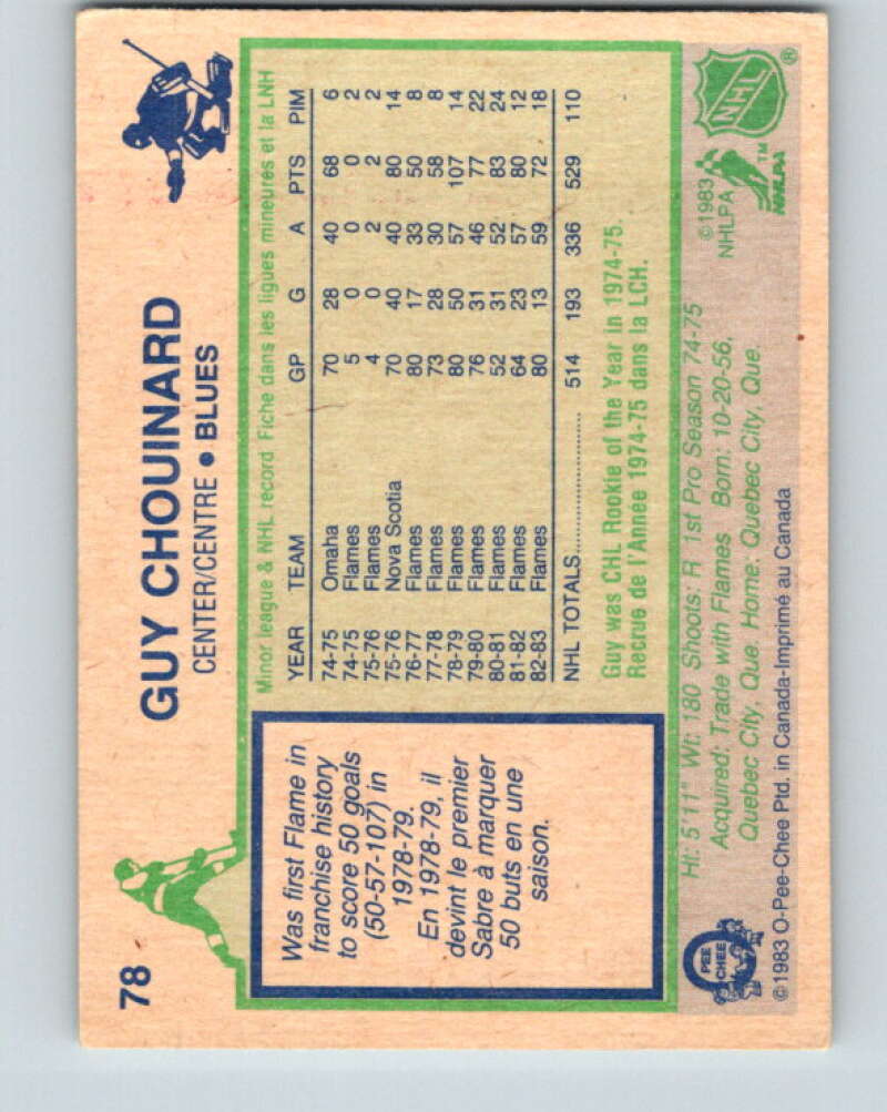 1983-84 O-Pee-Chee #78 Guy Chouinard St. Louis Blues V26956