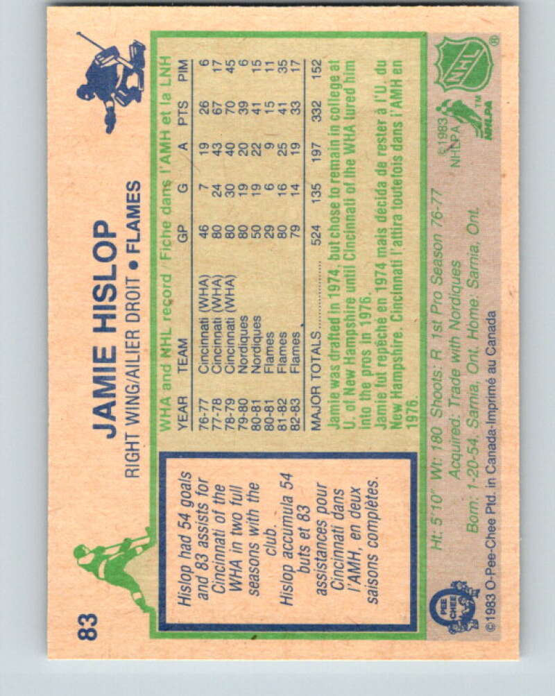 1983-84 O-Pee-Chee #83 Jamie Hislop Calgary Flames V26974