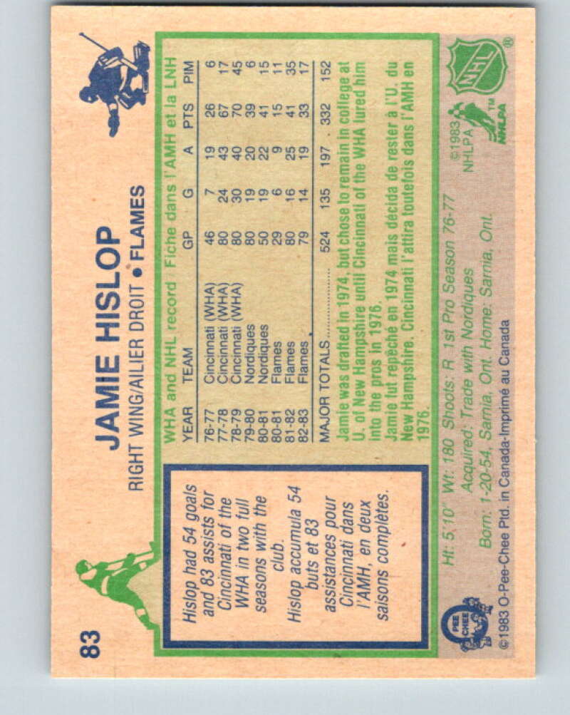1983-84 O-Pee-Chee #83 Jamie Hislop Calgary Flames V26975