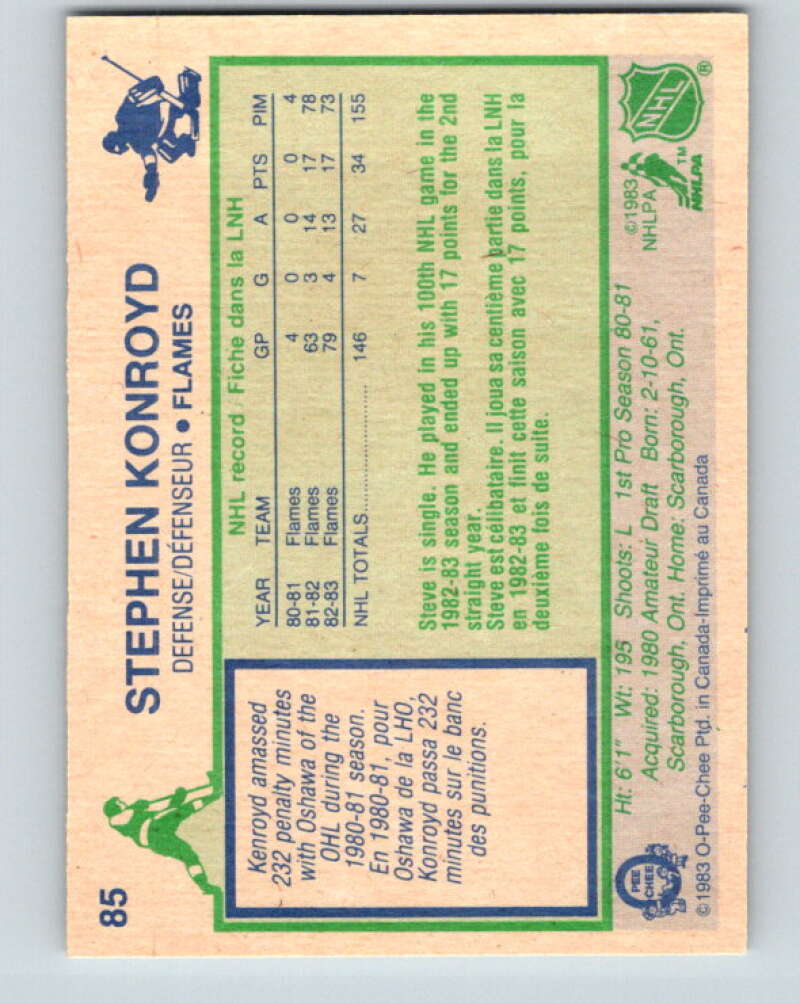1983-84 O-Pee-Chee #85 Steve Konroyd Calgary Flames V26981
