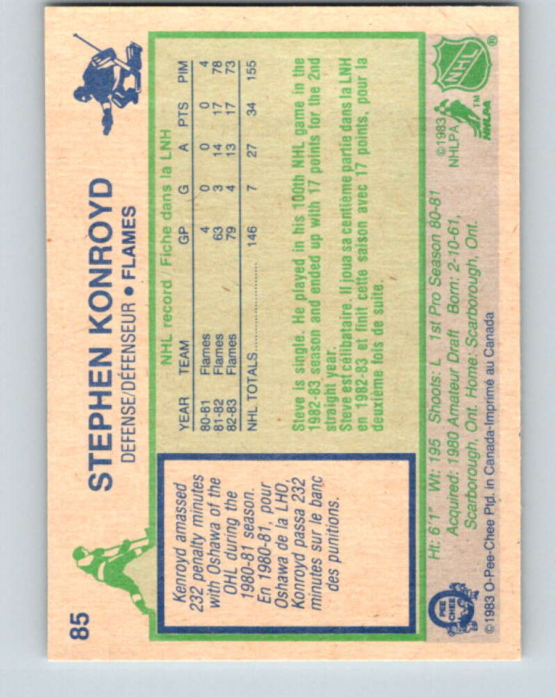 1983-84 O-Pee-Chee #85 Steve Konroyd Calgary Flames V26982