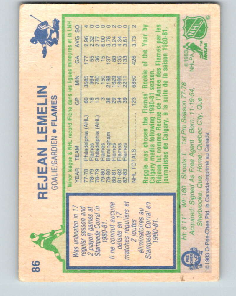 1983-84 O-Pee-Chee #86 Reggie Lemelin Calgary Flames V26985