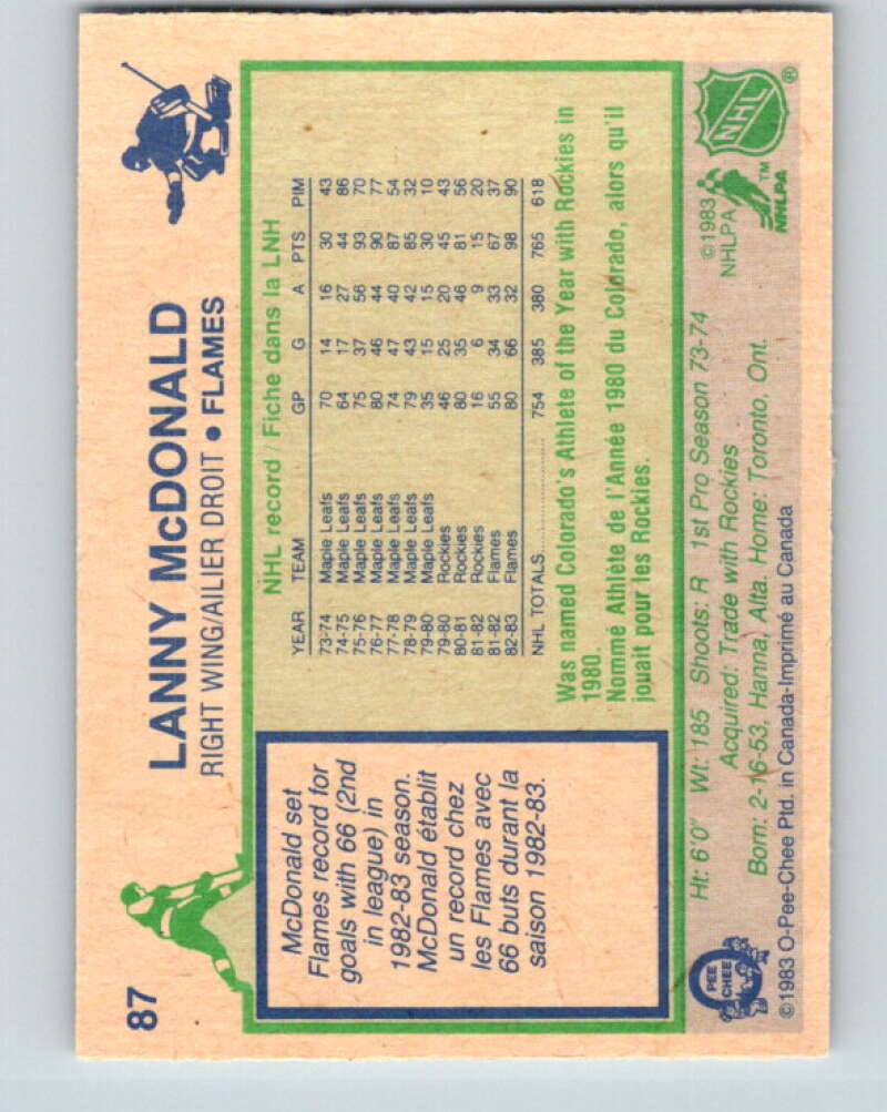 1983-84 O-Pee-Chee #87 Lanny McDonald Calgary Flames V26989