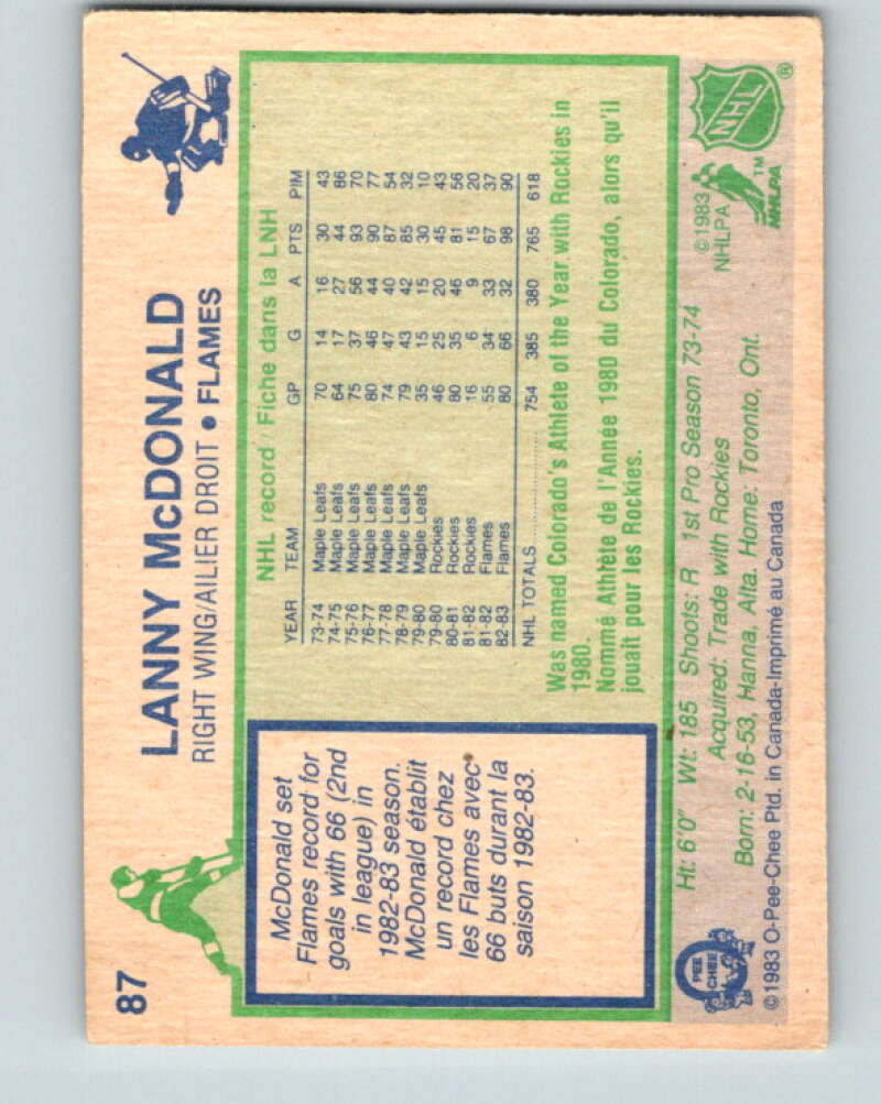 1983-84 O-Pee-Chee #87 Lanny McDonald Calgary Flames V26991