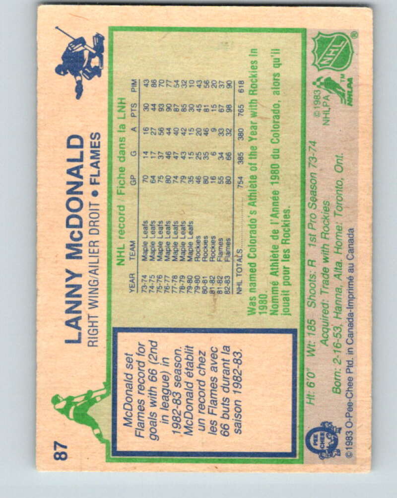 1983-84 O-Pee-Chee #87 Lanny McDonald Calgary Flames V26992