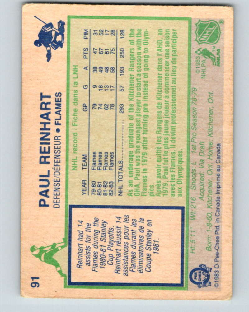 1983-84 O-Pee-Chee #91 Paul Reinhart Calgary Flames V27002