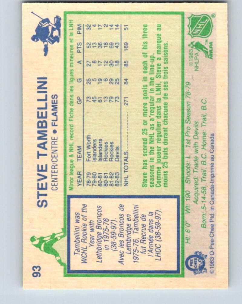 1983-84 O-Pee-Chee #93 Steve Tambellini Calgary Flames V27007