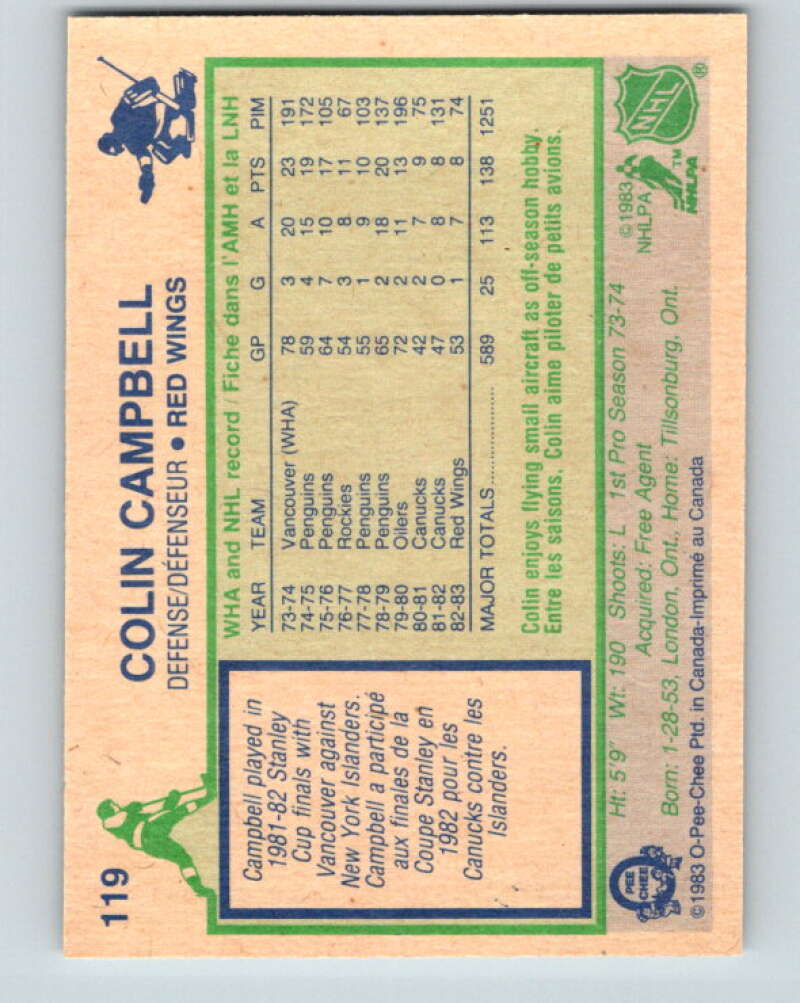 1983-84 O-Pee-Chee #119 Colin Campbell Detroit Red Wings V27097