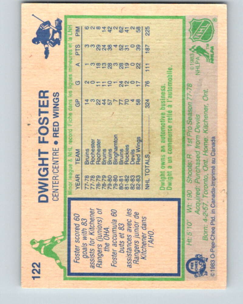 1983-84 O-Pee-Chee #122 Dwight Foster Detroit Red Wings V27107