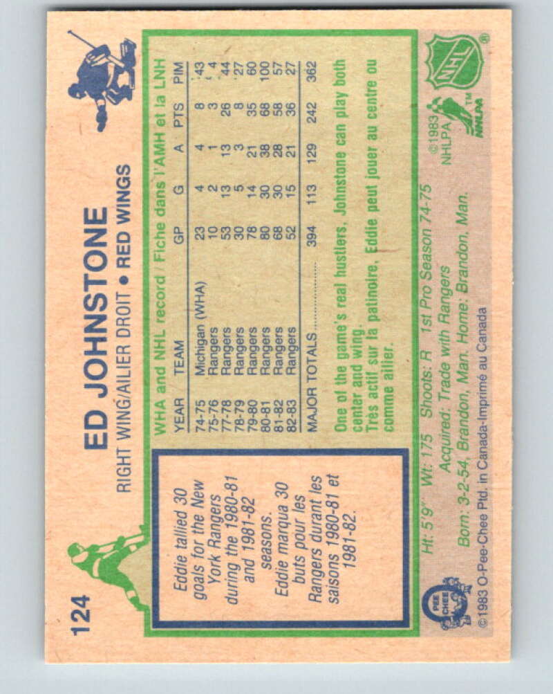 1983-84 O-Pee-Chee #124 Ed Johnstone Detroit Red Wings V27112