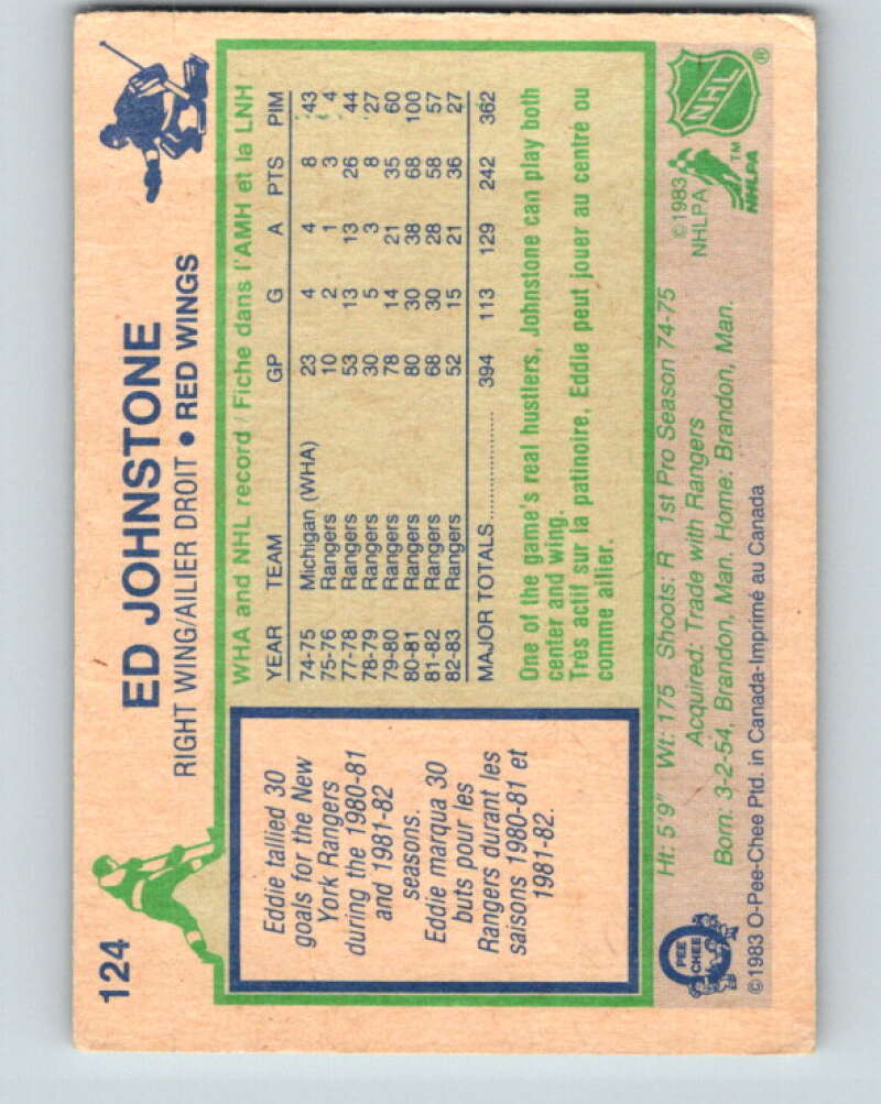 1983-84 O-Pee-Chee #124 Ed Johnstone Detroit Red Wings V27114