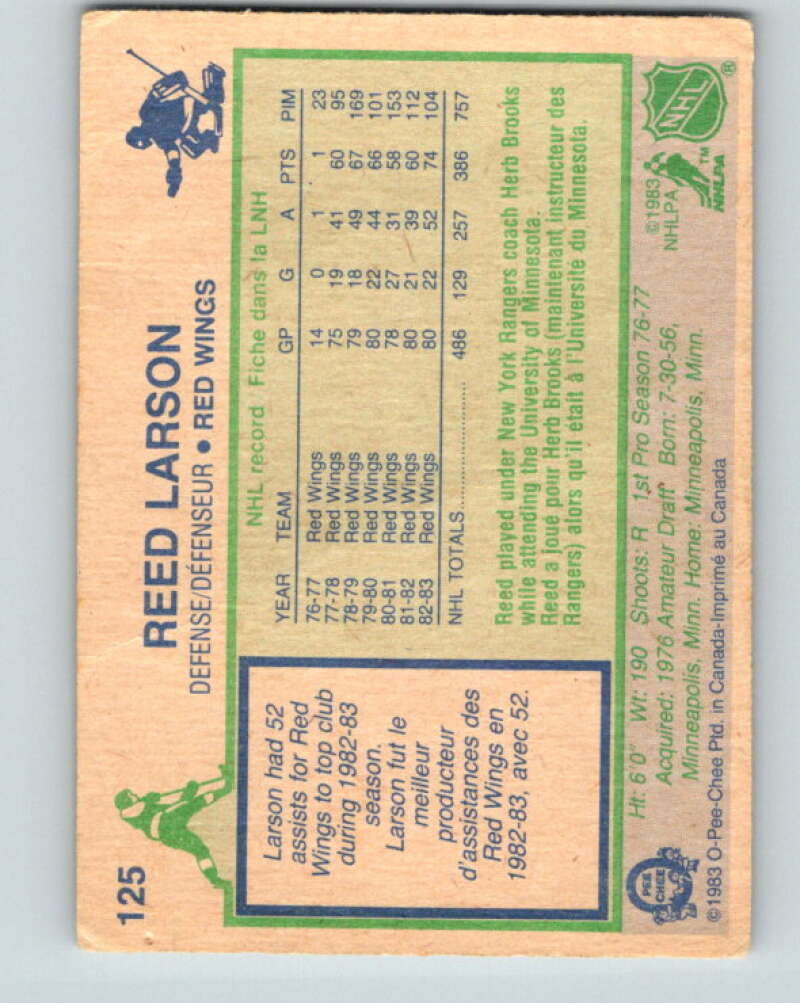 1983-84 O-Pee-Chee #125 Reed Larson Detroit Red Wings V27118