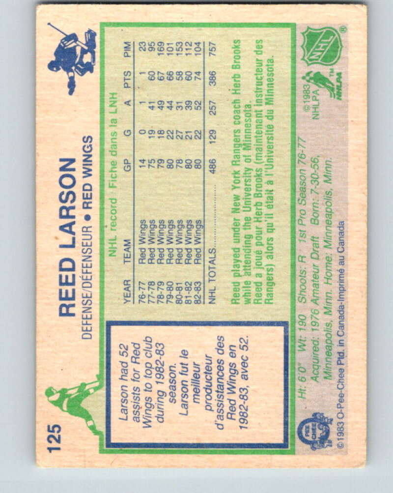 1983-84 O-Pee-Chee #125 Reed Larson Detroit Red Wings V27119