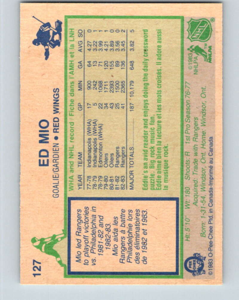 1983-84 O-Pee-Chee #127 Eddie Mio Detroit Red Wings V27128