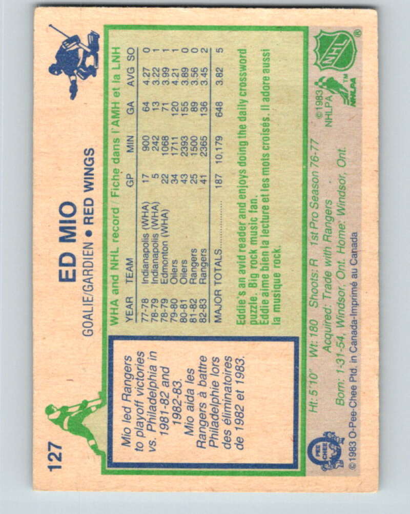 1983-84 O-Pee-Chee #127 Eddie Mio Detroit Red Wings V27129