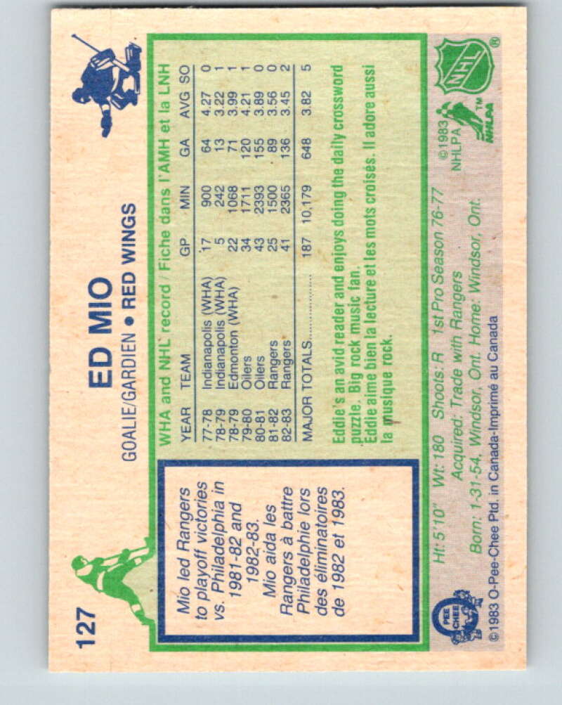 1983-84 O-Pee-Chee #127 Eddie Mio Detroit Red Wings V27131
