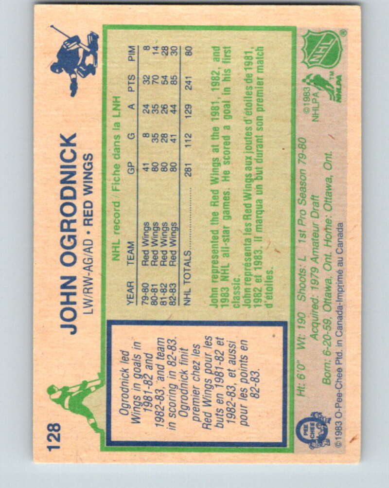 1983-84 O-Pee-Chee #128 John Ogrodnick Detroit Red Wings V27136