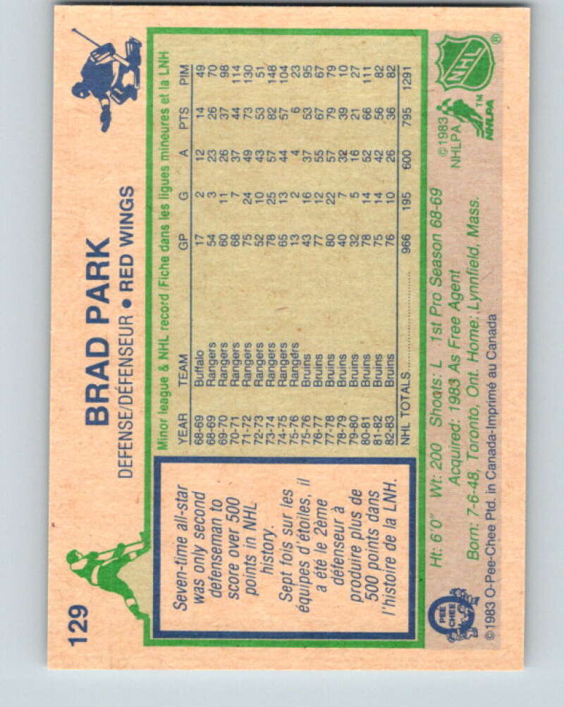 1983-84 O-Pee-Chee #129 Brad Park Detroit Red Wings V27138
