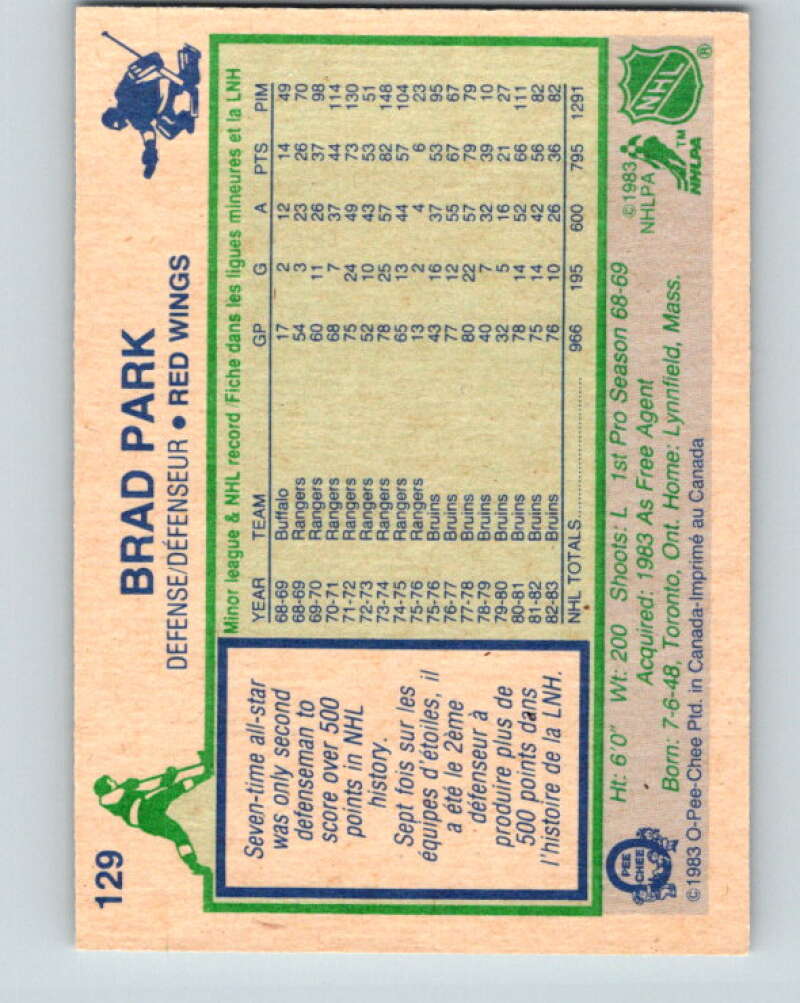 1983-84 O-Pee-Chee #129 Brad Park Detroit Red Wings V27139