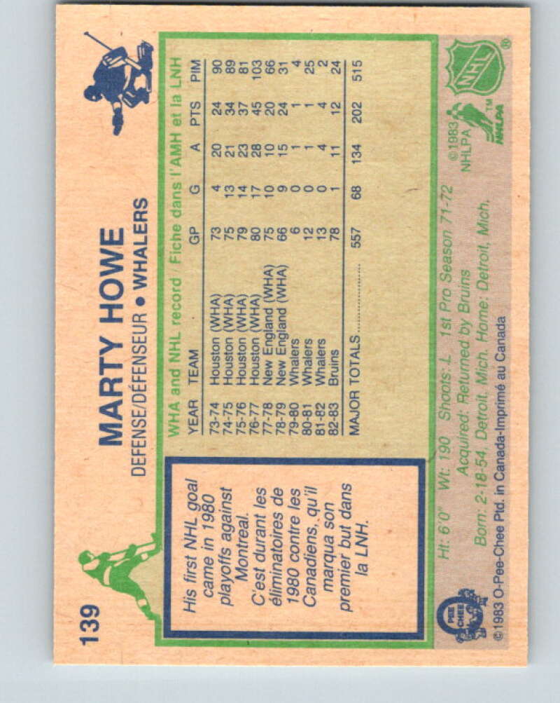 1983-84 O-Pee-Chee #139 Marty Howe Hartford Whalers V27175
