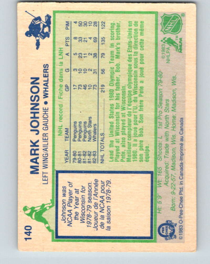 1983-84 O-Pee-Chee #140 Mark Johnson  Hartford Whalers  V27178