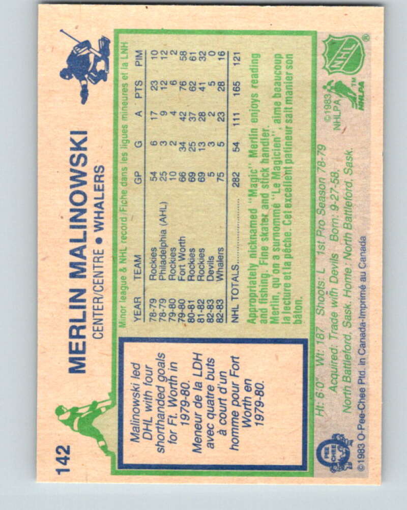 1983-84 O-Pee-Chee #142 Merlin Malinowski Hartford Whalers V27182