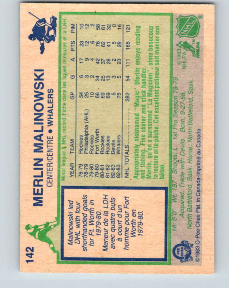 1983-84 O-Pee-Chee #142 Merlin Malinowski Hartford Whalers V27183