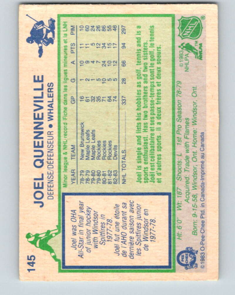 1983-84 O-Pee-Chee #145 Joel Quenneville Hartford Whalers V27197