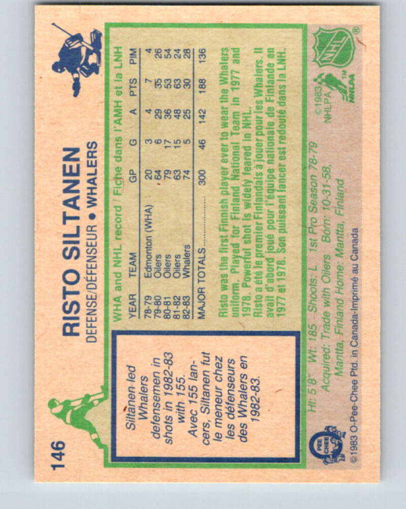 1983-84 O-Pee-Chee #146 Risto Siltanen Hartford Whalers V27198