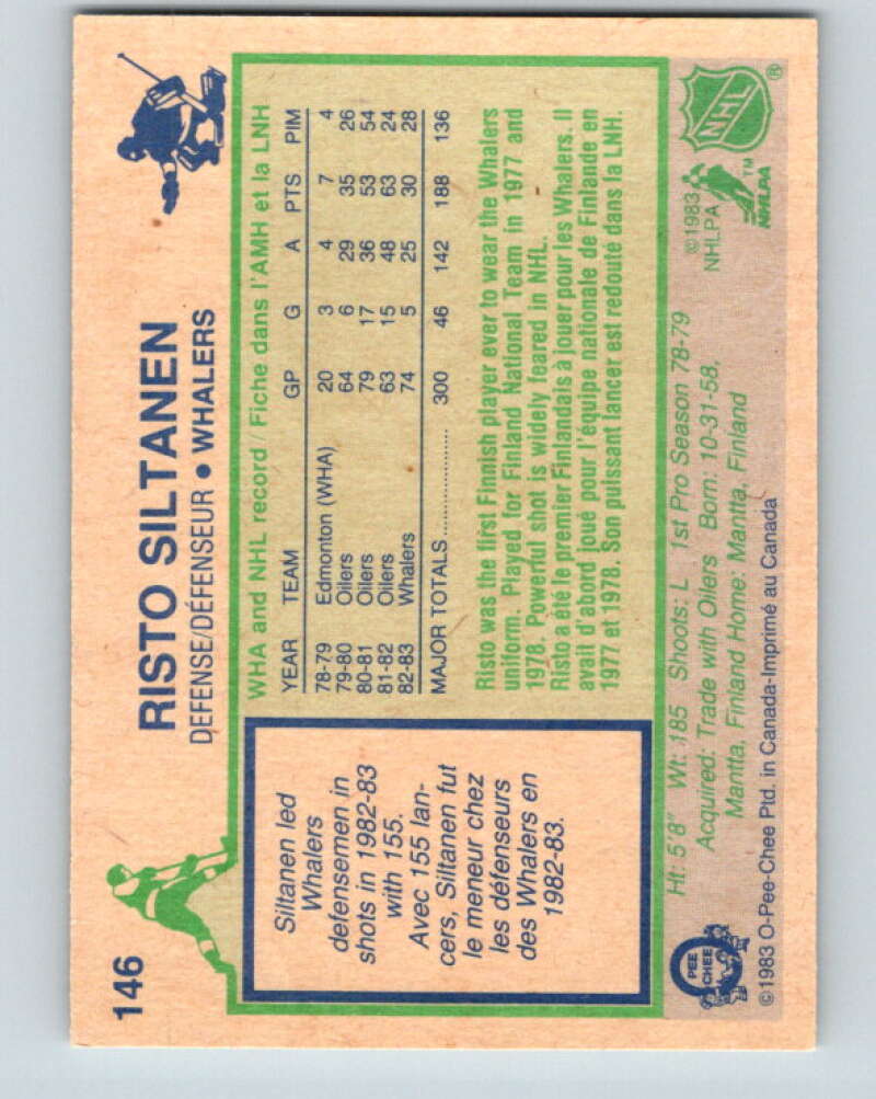 1983-84 O-Pee-Chee #146 Risto Siltanen Hartford Whalers V27199