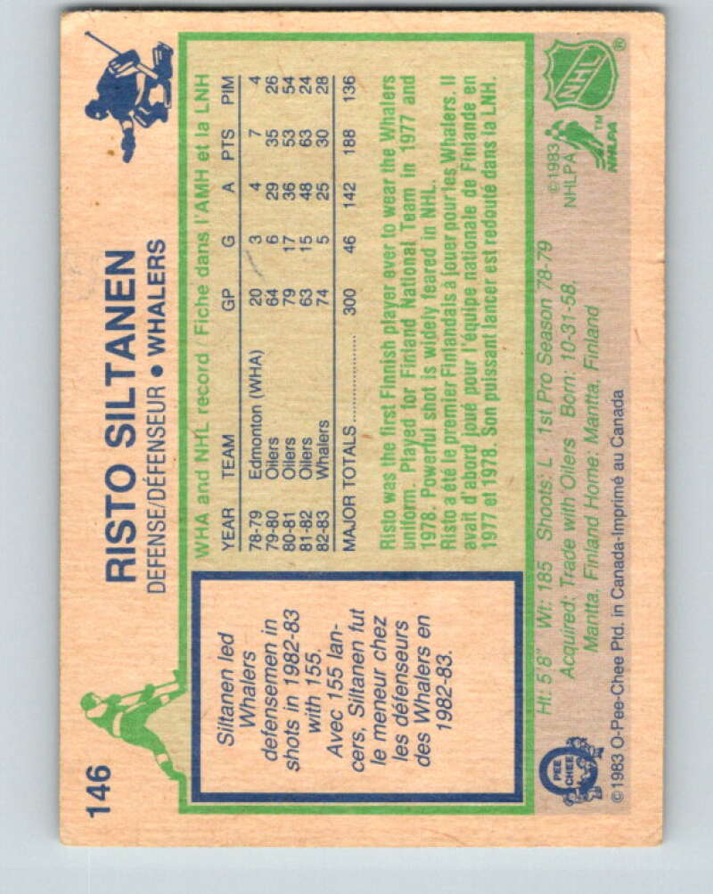 1983-84 O-Pee-Chee #146 Risto Siltanen Hartford Whalers V27200